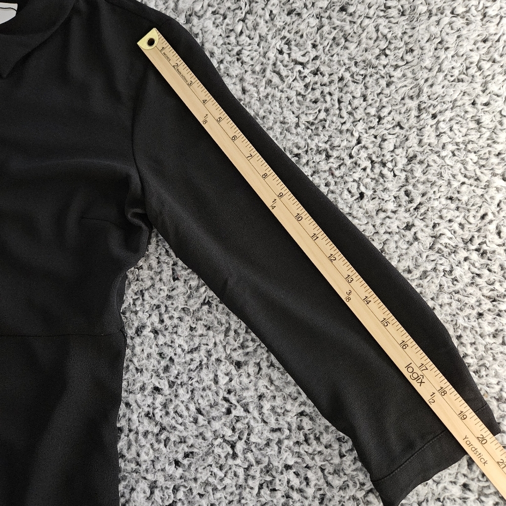 Zara Black Mini Shirt Dress Medium M 3/4 Long Sleeve A-Line Casual Minimalist - Picture 13 of 14